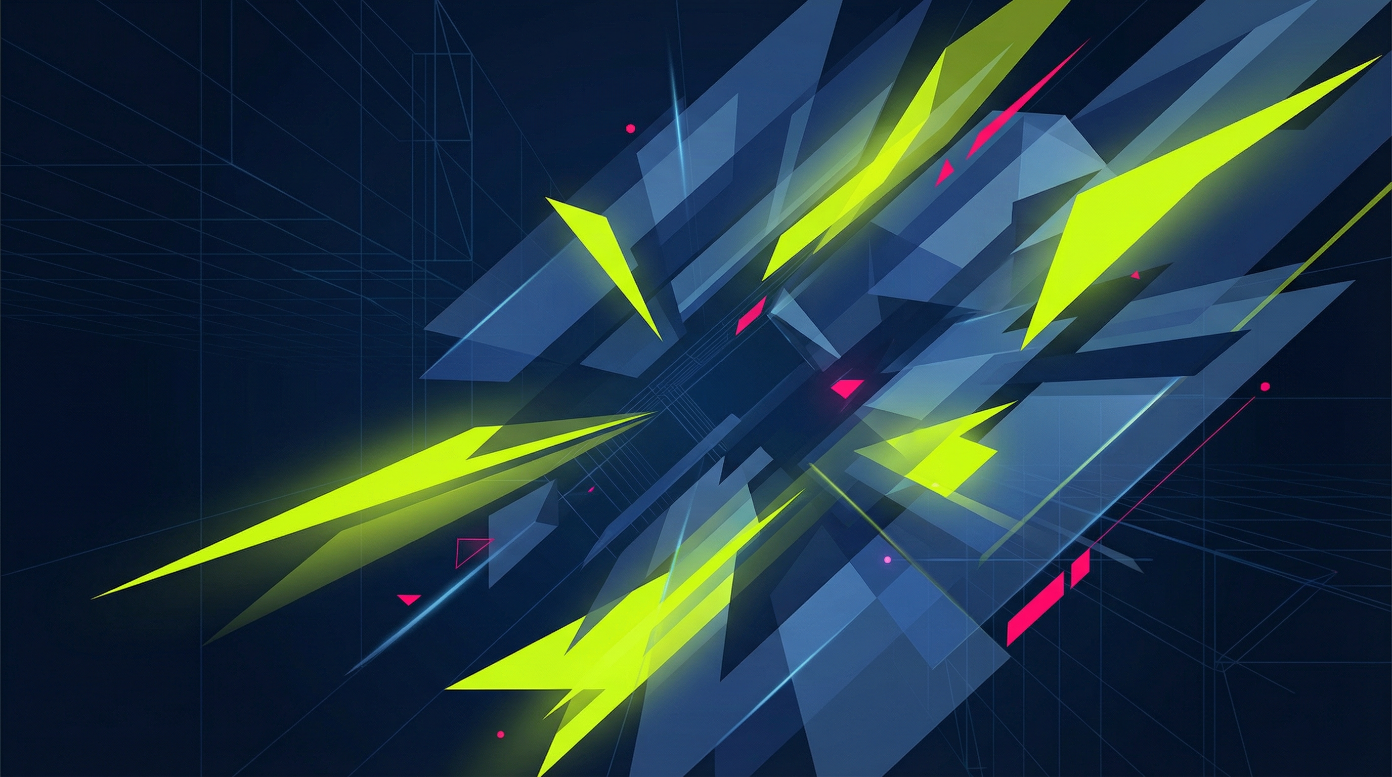 Abstract geometric background with dynamic shapes and electric lime accents representing modern music creation tools